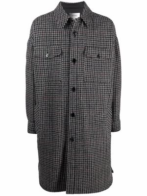 Isabel Marant check-print buttoned coat - Grey