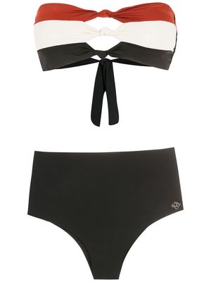 Brigitte knot-detail striped bikini - Black