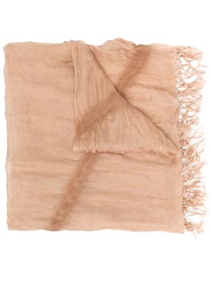 Issey Miyake Pre-Owned 2000s fringed silk scarf - Neutrals