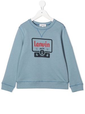 LANVIN Enfant logo print sweatshirt - Blue