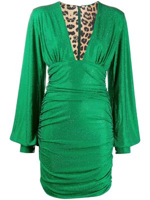 Philipp Plein embellished ruched mini dress - Green