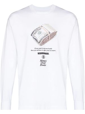 Neighborhood Cash-print long-sleeve T-shirt - White