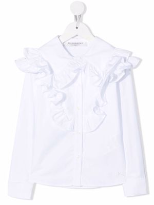 Philosophy Di Lorenzo Serafini Kids ruffle-trim cotton shirt - White