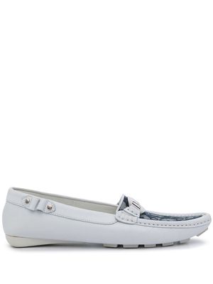 Christian Dior pre-owned Trotter-panelled loafers - White