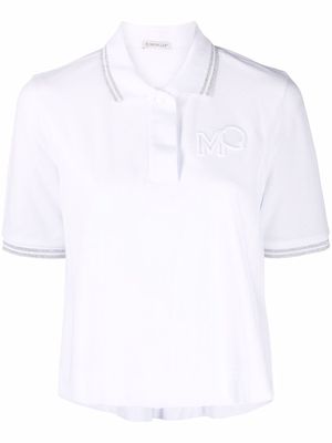 Moncler embroidered-logo polo shirt - White