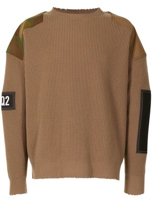 Dsquared2 patch-detail knitted jumper - Neutrals