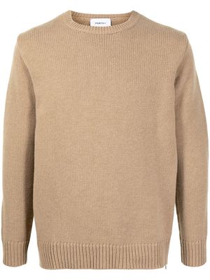 Ports V zip-detail wool jumper - Neutrals