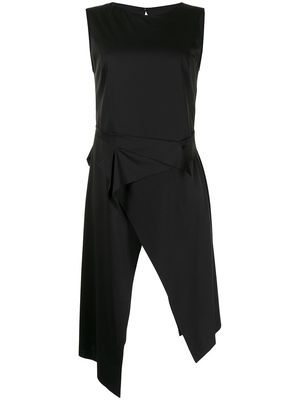 sulvam Jersey asymmetric slit dress - Black