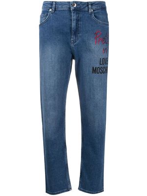 Love Moschino logo print straight-leg jeans - Blue