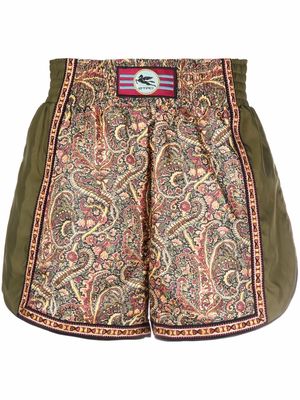 ETRO logo-patch panelled track shorts - Green