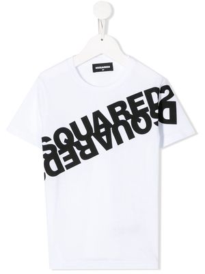 Dsquared2 Kids mirrored logo cotton T-shirt - White