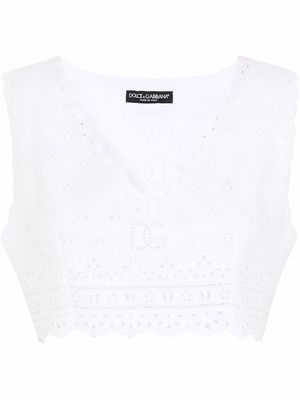 Dolce & Gabbana broderie anglaise cropped top - White