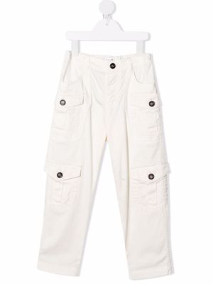 Brunello Cucinelli Kids flap-pockets cotton trousers - Neutrals