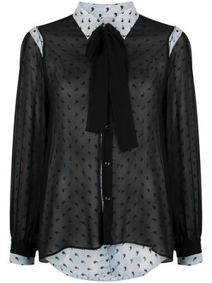 Maison Margiela layered printed sheer shirt - Black