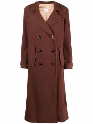 Alysi double-breasted buttoned coat - Brown