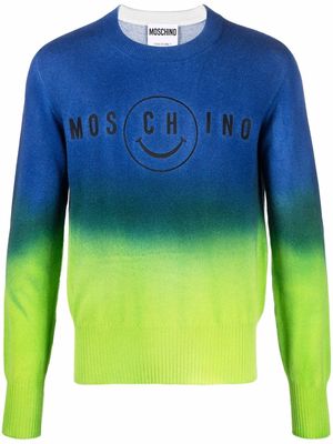 Moschino gradient embroidered logo jumper - Green