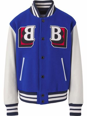 Burberry graphic logo-patch panelled bomber jacket - Blue