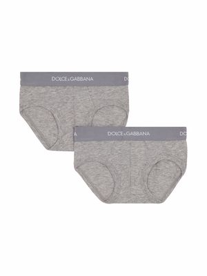 Dolce & Gabbana Kids pack of 2 logo-waistband boxer shorts - Grey