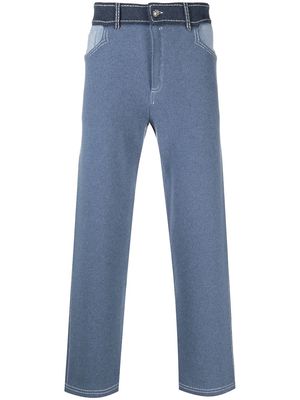 Barrie panelled knitted straight leg trousers - Blue
