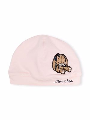 Monnalisa bunny logo knitted hat - Pink