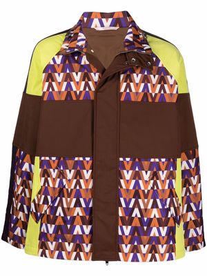 Valentino monogram-print coat - Brown