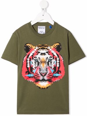 Marcelo Burlon County Of Milan Kids tiger-motif cotton T-Shirt - Green