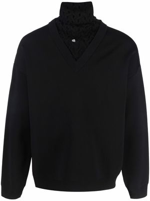 Valentino woven-panel roll-neck jumper - Black