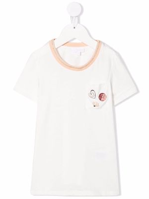 Chloé Kids logo-patch cotton T-shirt - White