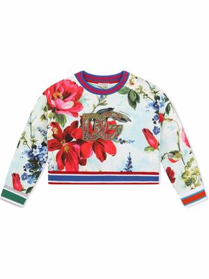 Dolce & Gabbana Kids Cardinal's guard embroidered-logo sweatshirt - Blue