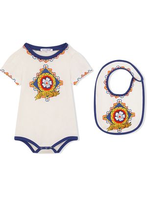Dolce & Gabbana Kids 2 piece Carretto-print jersey gift set - White