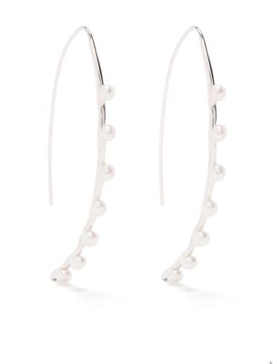 DOWER AND HALL Long Waterfall pearl drop earrings - Silver