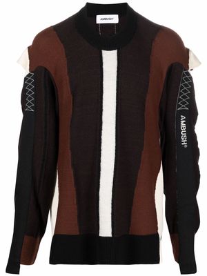 AMBUSH fold-detail knitted jumper - Brown
