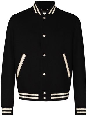Saint Laurent logo-embroidered varsity jacket - Black