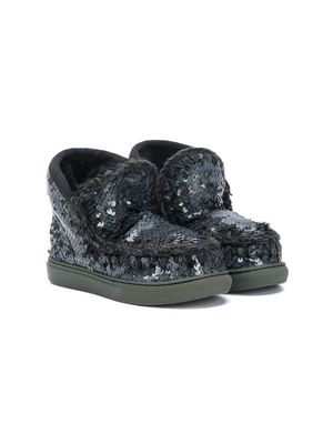 Mou Kids Eskimo sequinned snow boots - Black