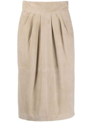 Simonetta Ravizza Zoe suede midi skirt - Neutrals