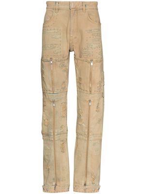 Givenchy distressed-finish straight-leg jeans - Neutrals