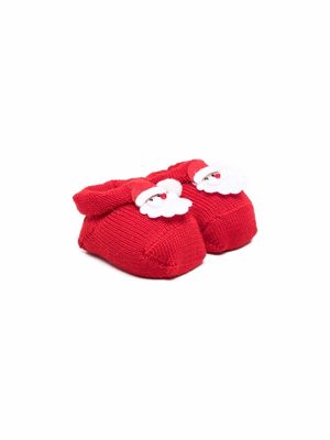Story Loris Santa Claus crib shoes & beanie set - Red