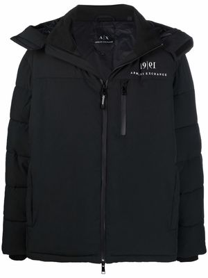 Armani Exchange logo-print padded jacket - Black
