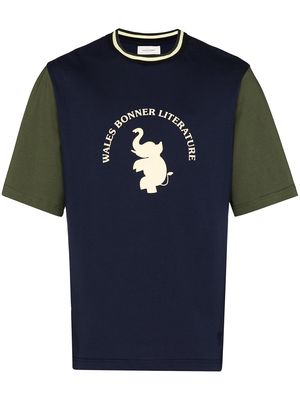 Wales Bonner College graphic-print T-shirt - Blue