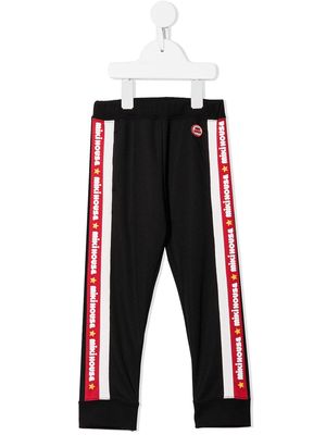 Miki House logo-stripe track pants - Black