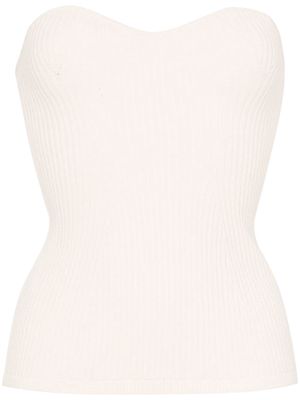 KHAITE Lucie ribbed knit bustier - White
