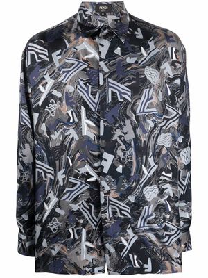 Fendi abstract print shirt - Blue