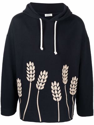 SANDRO wheat-embroidery hoodie - Blue