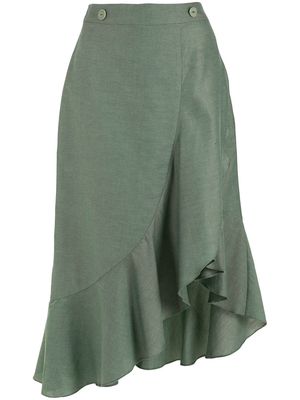 Isolda Abaporu ruffled asymmetric skirt - Green
