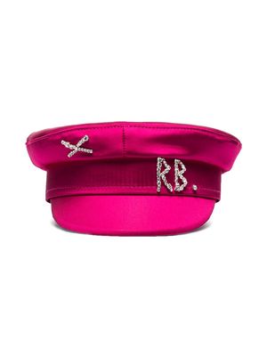 Ruslan Baginskiy crystal-embellished satin baker boy hat - Pink