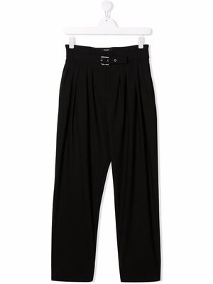 Balmain Kids TEEN box pleat belted trousers - Black