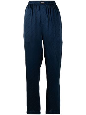 Balenciaga tonal logo-print straight-leg trousers - Blue