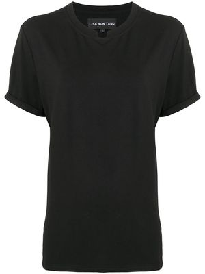 Lisa Von Tang bamboo-jersey band collar T-shirt - Black