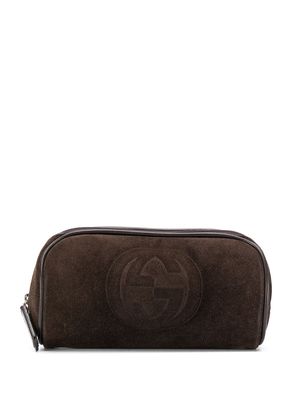Gucci Pre-Owned 2000 embossed logo cosmetic pouch - Brown