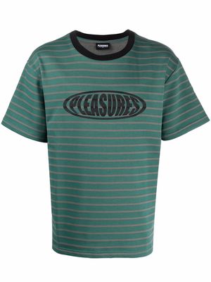 Pleasures logo-print striped T-shirt - Green